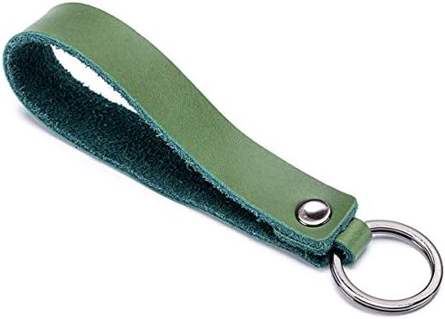 Aileder Leather Car Keychain Key Holder Real Leather Strap Valet Key Chain Keyring Key Fob Lanyard (Yellow)