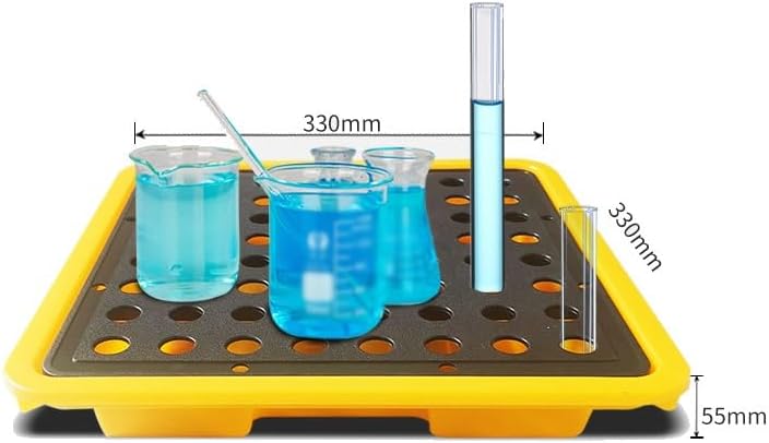 Heavy-Duty Polyethylene Spill Containment Platform, Oil Drum Pallet with Drain & Removable Grating Tray for Kitchen & Garage Use (13"x13"x2.2", Yellow, 1pc)