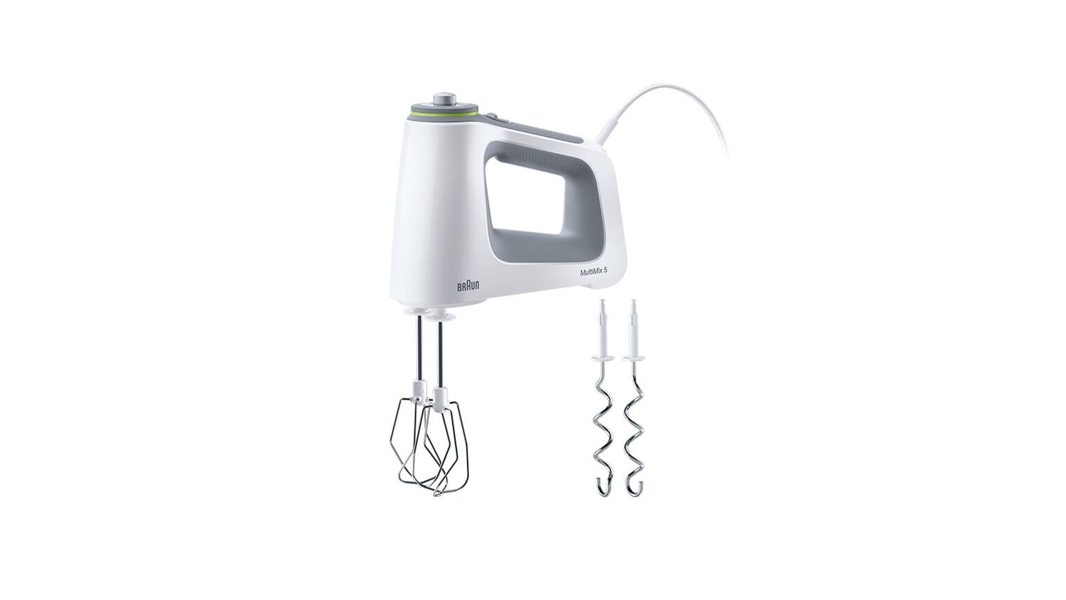 Braun Handmixer MultiMix 5 HM51.00WH, 9 Geschwindigkeitsstufen und Turbofunktion, SmartMix Technologie, Rührbesen und Knethaken aus Edelstahl Inklusive, 750W, Weiß