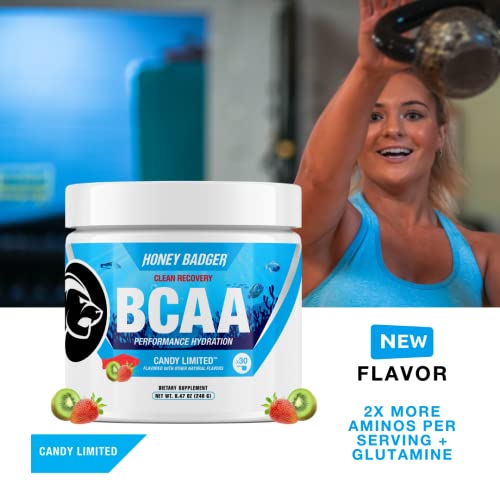 Honey Badger Bcaa Amino Acids Electrolytes Powder, Keto, Vegan, Sugar Free Bcaas + Eaa With L-Glutamine For Men & Women, Hydration & Post Workout Muscle Recovery Drink Mix, Candy Fish, 30 Servings #TOP1