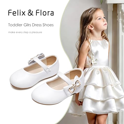 Image of Felix & Flora Toddler Flower Girl Dress Shoes - Baby Girl Ballet Mary Jane Flats for Party School Wedding