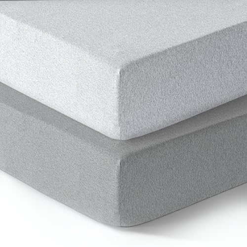 Image of Dreamology Crib Size Sheets, 100% Cotton Crib Sheets Fitted for Boys, Girls, Soft, 2 Pack, Crib Sheets Neutral and Toddler Bed Sheets, 52x28 Crib Mattress Sheet | Dark Grey and Silver Grey