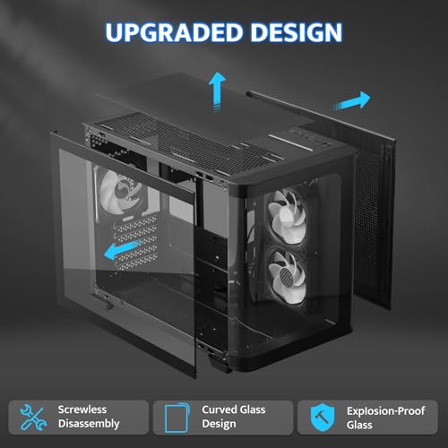 darkflash micro-atx gaming pc case matx pc case with 3 x 120mm argb fans panoramic view dual tempered curve glass computer case usb 30 port supports dual 360mm aio blackdpw90m