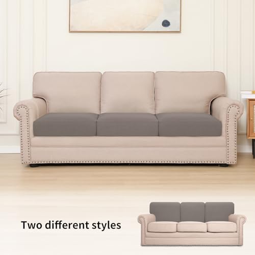 Image of Easy-Going Stretch 3 Pieces Oversized Couch Cushion Cover for Sofa Seat