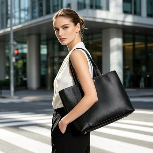 Bolso Tote de cuero genuino para mujer miniatura 2