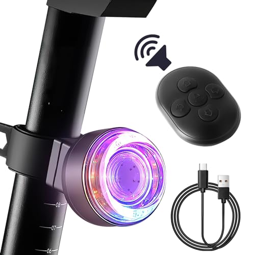 Rear Bike Lights USB Rechargeable, Auto on/off Brake Sensing Back Light for Bicycle with Remote Control, 9 Light Mode Bike Back Tail Light for All Mountain Road Cycle