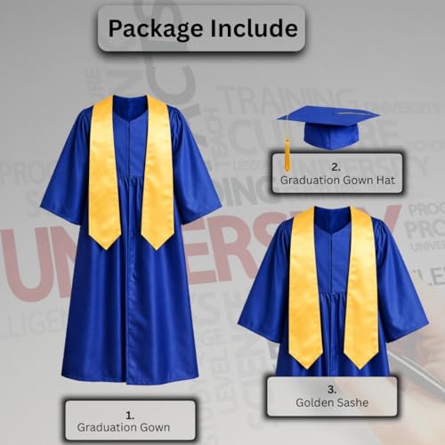 Image of Sarvda Graduation Gown for kids with Cap and Sash, Convocation Dress for Boys and GirlsSchool Ceremony, Fancy Dress