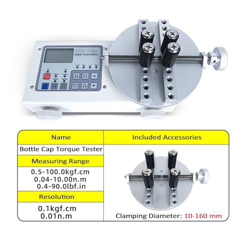 Misuratore di coppia digitale, strumento di torsione portatile per tappi di bottiglia, 2 modalità e 3 unità, diametro di serraggio 10-160 mm/10-240 mm, ideale per misurazioni precise della coppia