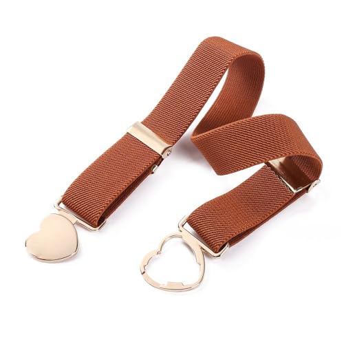 Girls Elastic Belts Stretch PU Leather Invisible Waist Belt with Heart Shape Buckle Adjustable Waist Belt for Uniform Dress Pants(Apricot)3