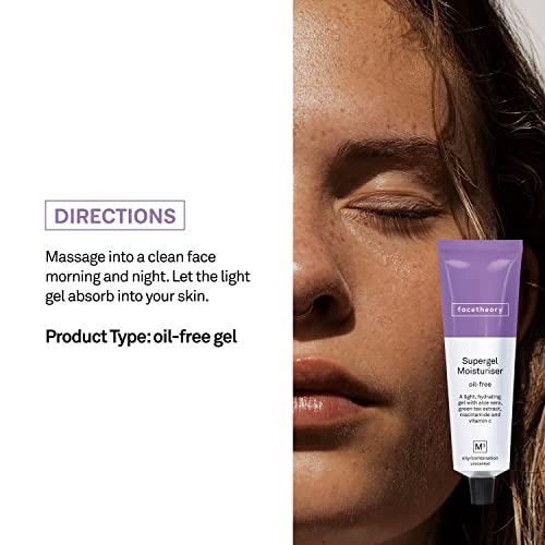 facetheory Supergel Oil- Free Moisturizer M3 - Oil Free Face Gel Moisturizer, Hydrate and Protect Skin, Acne Face Moisturizer, Made With Chamomile and Niacinamide | 1.7 Fl Oz