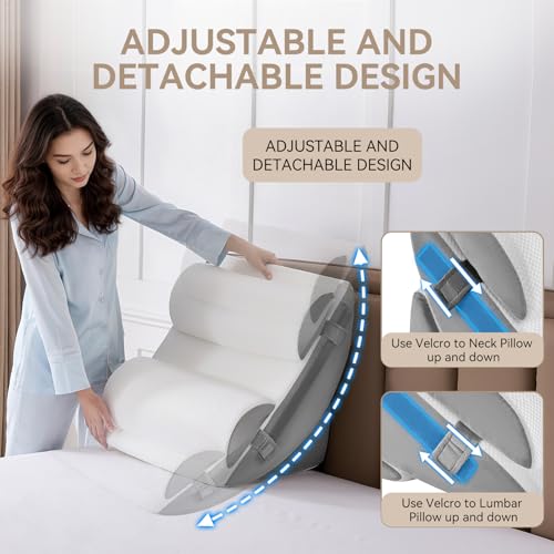 Image of Yojoker 9PCS Orthopedic Bed Wedge Pillow Set for Sleeping, Back and Leg Pain Relief, Post Surgery Foam Pillow for Body, Triangle Adjustable Support Pillow - Acid Reflux Sleeping Pillows