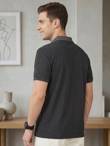 Image of Lux Cozi Men's Half Sleeve Soild Casual Regular Fit T-Shirt with Chest Pocket | Polo Tshirt for Men