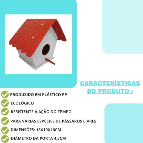 Casa De Passarinho Silvestres Ecológico Resistente Externo Grande (Verde)