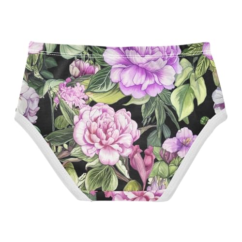 Cotton Girls Underwear Toddler Vintage Pink Purple Peonies Flowers Panties Little Girl Print Briefs Girls Undies 2t2