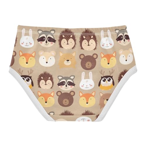 Cotton Girls Underwear Toddler Cute Woodland Animal Faces Little Girl Panties Florals Briefs Undies Kids 2t2