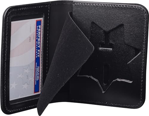 Perfect Fit Shield Wallets CHP California Highway Patrol badge and ID Case Hidden Badge Bi-Fold Style Wallet (Cutout PF-262) Black Leather2