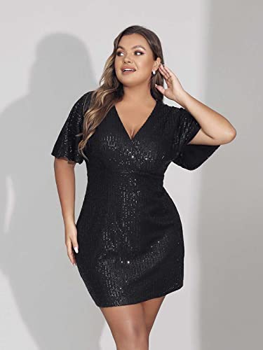 EVILD Plus Size Sequin Dress Black Bodycon Party Sexy Dresses for Women3