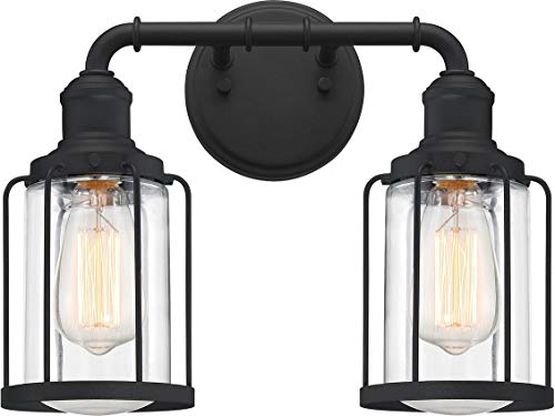 Quoizel LUD8615EK Ludlow Blueprint Industrial Vanity Bath Lighting, 2-Light 100 Watts, Earth Black