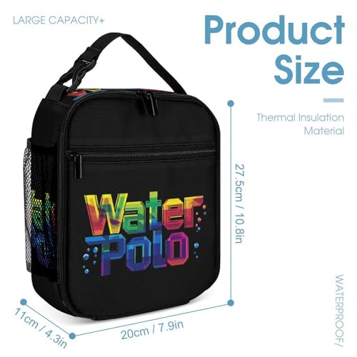 Colorful Water Polo 3 Pcs Backpacks Set Combination 16“ Travel Backpack Portable Lunch Bag Pencil Case for Unisex4