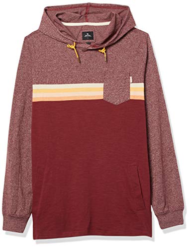 Rip Curl Men's Big Boys' SURF Revival Hood Long Sleeve Shirt, Burgundy, L