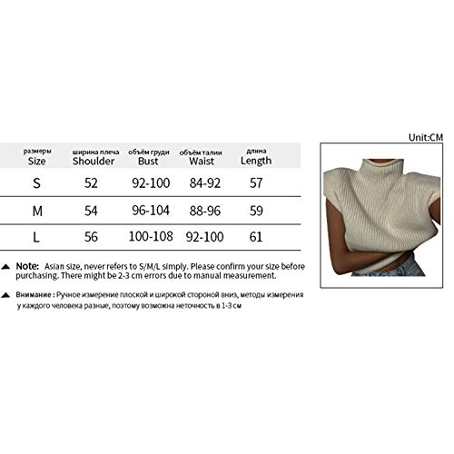 Women Sleeveless Turtleneck Sweater Vest Shoulder Pad Sweater Top Casual Solid Knitted Tank Pullovers （Apricot，M） #TOP6
