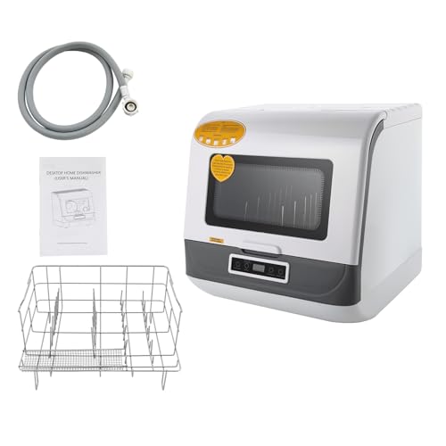 Mini lavavajillas, 800 W, IPX1, lavavajillas de mesa con 3 programas de lavado, pequeño, para oficina, camping, caravana, espacio para 12-20 cubiertos, 45 x 40 x 44,8 cm (blanco)