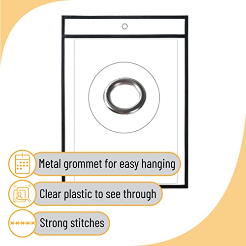 Mr. Pen- Dry Erase Pockets, 6 Pack, 10.2 X 14 Inches, Black, Reusable Plastic Sleeves For Paper, Clear Shop Ticket Holders, Dry Erase Pocket Sleeves, Dry Erase Sleeves, Clear Document Sleeves #TOP3