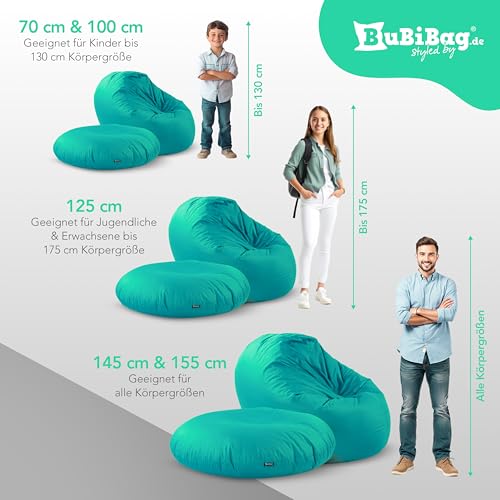 BuBiBag 2in1 Sitzsack L - XXL mit Füllung für Kinder & Erwachsene, Gaming Beanbag & Bodenkissen...