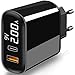 Produktbild TTMOW USB C Ladegerät mit LED Anzeige, PD Power Delivery & Quick Charge 3.0 Schnellladegerät 2 Port USB Netzteil für iPhone 8/8 Plus/X/XR/XS/XS Max, iPad Pro, Galaxy S8/S9/S9+, Nintendo Switch usw