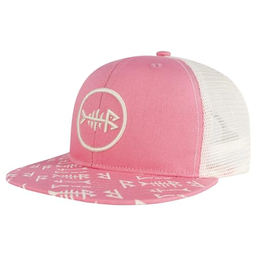 Image of BASSDASH Flat Brim Trucker Cap Adjustable Snapback Hat Mesh Back for Men Women