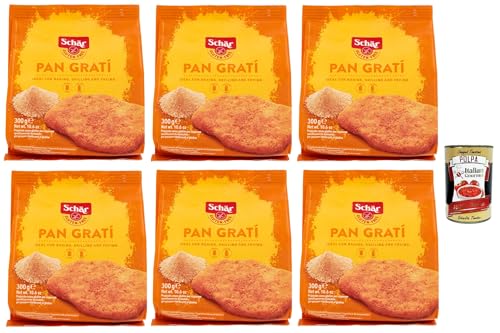 Schär Gluten Free Pan Gratí para un empanado crujiente y sabroso preparación para empanar, 6 paquetes de 300 g + Polpa italiana Gourmet 400 g