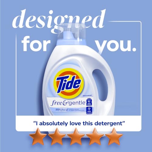 Tide Free & Gentle Liquid Laundry Detergent, Unscented, Hypoallergenic, Dermatologist Recommended for Sensitive Skin, 100 Loads, 3.9L view 7