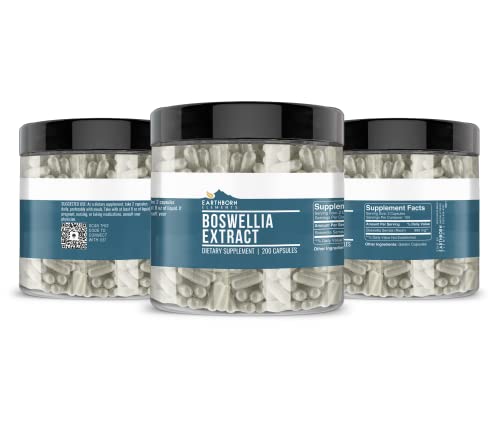 Earthborn Elements Boswellia Serrata Extract 200 Capsules, Pure & Undiluted, No Additives #TOP3