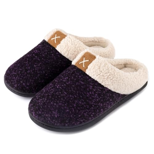 Image of ULTRAIDEAS Women's Indoor Bedroom Slipper with Memory Foam, Gift for Women, Wool-Like House Shoe with Anti-Skid Rubber Sole for Ladies