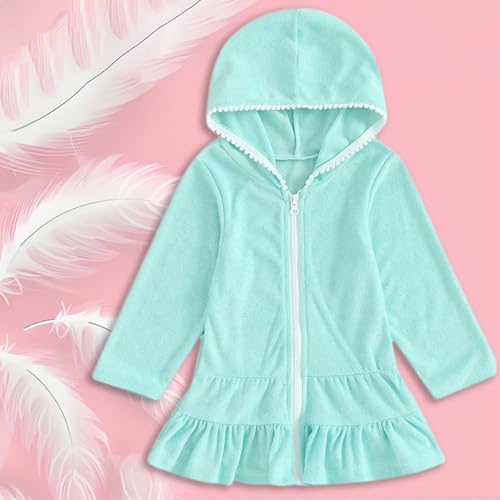 Girls Cover Ups for Swimwear Kids Long Sleeve Swimsuit Coverup Terry Zip Up Pool Beach Bathing Suit Dress Towel2
