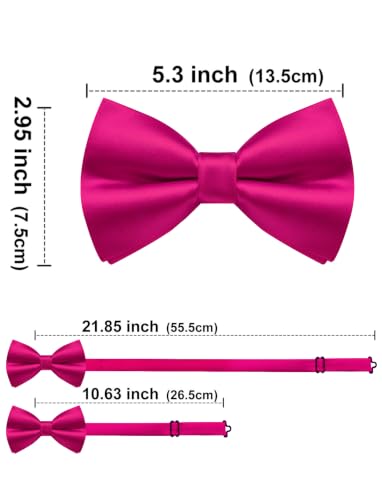 Image of Solid Color Bow Ties for Men Silk Pre-tied Tuxedo Bowtie Set 4PCS | Pre-tied in 3 seconds,adjustable 4PCS bow tie and pocket square cufflinks lapel pin set,wedding,formal,party,prom,graduation
