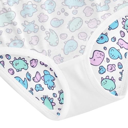 ZZKKO Cute Dinosaur Cartoon Abstract Girls Underwear Toddler Panties for Girls Comfort Brief Size 2-8T4