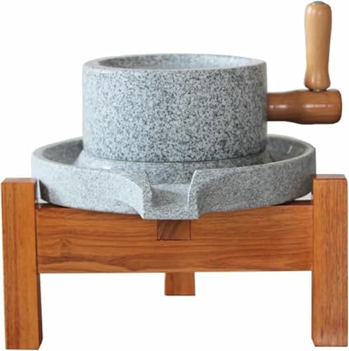 Hand Grain Mill Stone Grinder - Manual Polished Wet/Dry Mill for Cereal, Se, Soy Milk, Herbs & Wheat Berries - Ideal for Home Use & Fresh Grinding