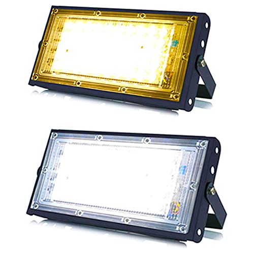 Image of MLD BL2427 20w Led Flood Lights IP66 Waterproof Indoor Outdoor Led Brick Focus Street Light Multi Color Combo Set | Yellow, White| Pack of 2