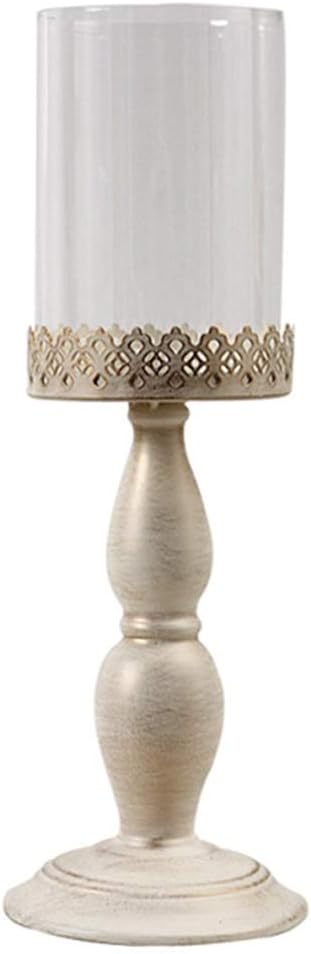 Candle Holders Vintage Carved Wrought Iron Glass Candle Holder Romantic Candlelight Dinner Metal Candlestick Decoration Ornaments Candle Stand (Size : B)