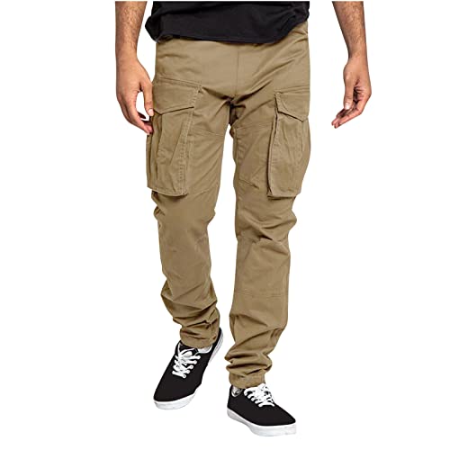 Cargo Pants for Men Outdoor Loose Drawstring Jogger Hiking Pants Casual Fashion Straight Leg Trousers