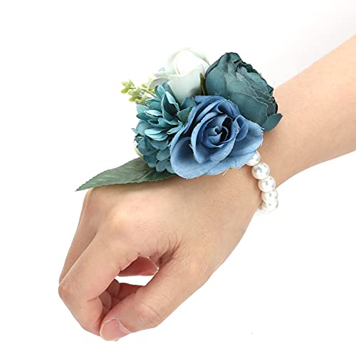 Set of 2 Bridesmaid Wrist Corsage Wristlet Band Bracelet, Bridal Wrist Flower - Image 2