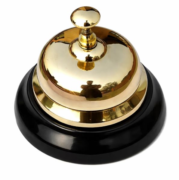 Desk Bell, Gold and Black, Metal, Call Bell for Reception, Hotel, Service Counter-image-40