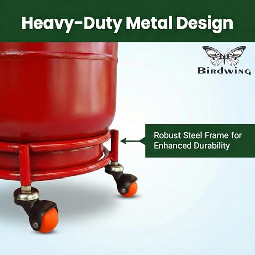 Image of BIRDWING 2 Pcs Heavy Gas Cylinder Trolley with Durable Anti-Jamming Wheels for Home & Kitchen | Smooth Mover Cart for Utility | Heavy Duty 4-Wheel Steel Gas Cylinder Stand for Kitchen ( Pack Of 2 )