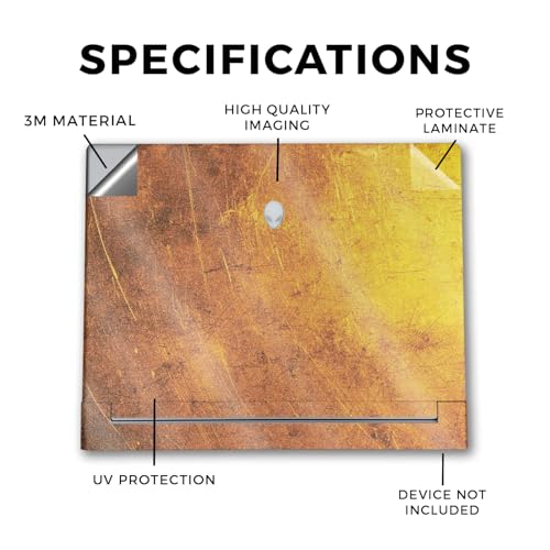 Image of Glossy Glitter Laptop Skin Compatible with Alienware X16 R2 (2024) - Textured Gold - Premium 3M Vinyl Protective Wrap Decal Cover - Easy to Apply | Crafted in The USA by MightySkins