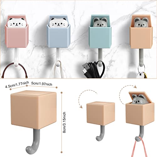 Zxapjjd 4 Pcs Cute Wall Hook Creative Adhesive Coat Hooks, Cat Key Holder Hook For Hanging Bag Hat Towel Backpacks Bag Home Storage Utility Wall Hanging Decorations #TOP2