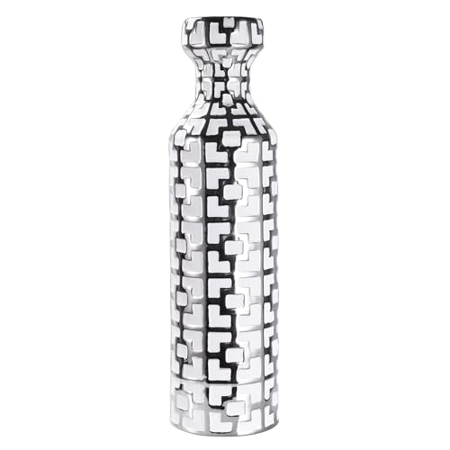 NewSangXia Weiße Bodenvase mit Silbermustern - 62 cm Moderne...