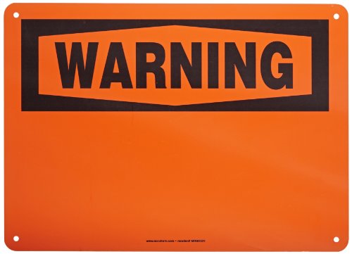 Panneau d'avertissement WARNING aluminium orange 254x356mm vierge Accuform