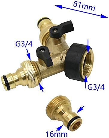 Pipe Fitting 1pcs Female 3/4" 2 Way Tap Water Splitter 5/8" Garden Tap Y Quick Connector Irrigation Valve Hose Pipe Adapter (Color : A)