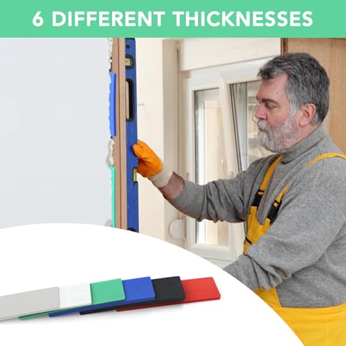 72 Stück Abstandshalter Kunststoff,28×100 mm Kunststoff Verglasungsklötze Set,Rutschfest, Dauerhaft,Mehrfarbige Ausgleichsplättchen 6 Dicken,zum Verlegen von Fliesen, Nivellieren von Böden